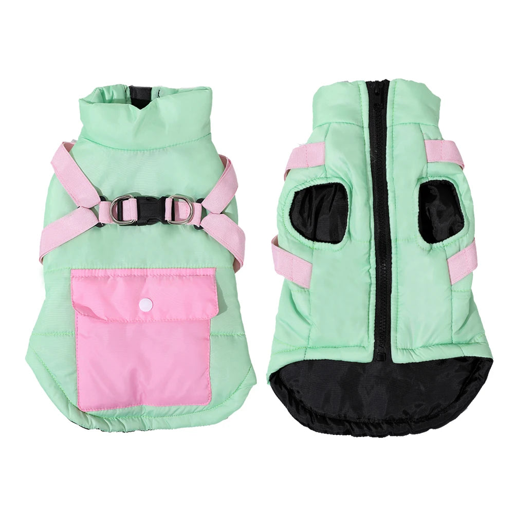 Winter Warm dog Jacket with Harness
