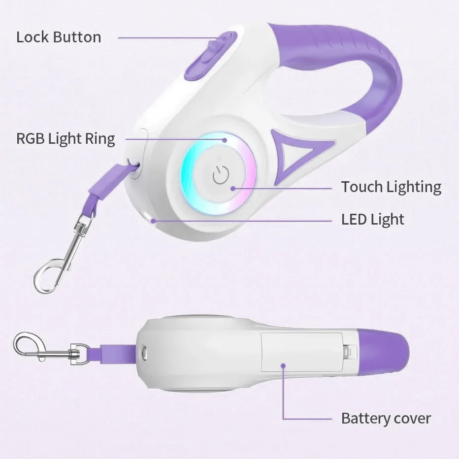 Retractable Dog Leash with LED light