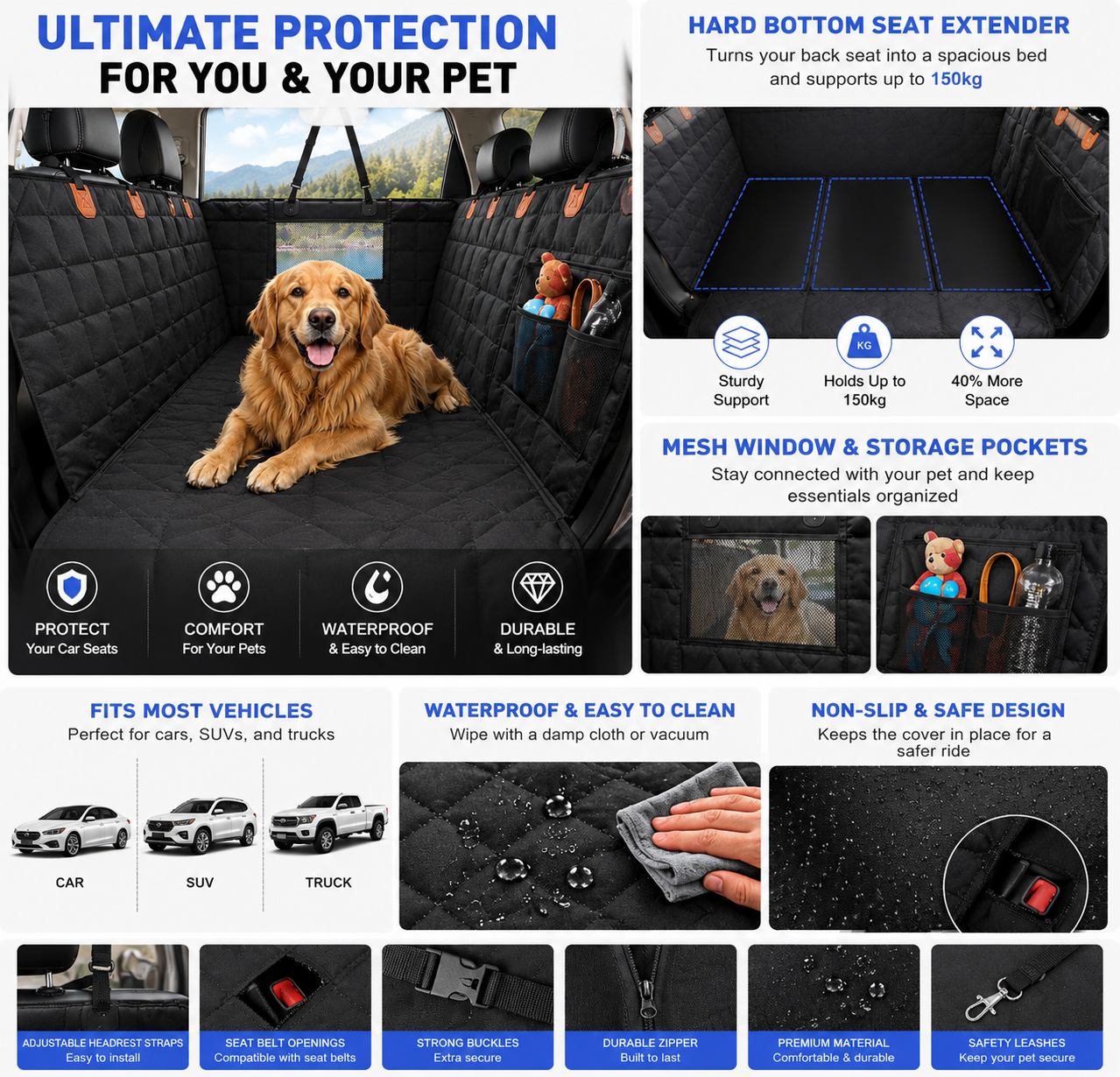 Heavy Duty Car Rear Seat Cover